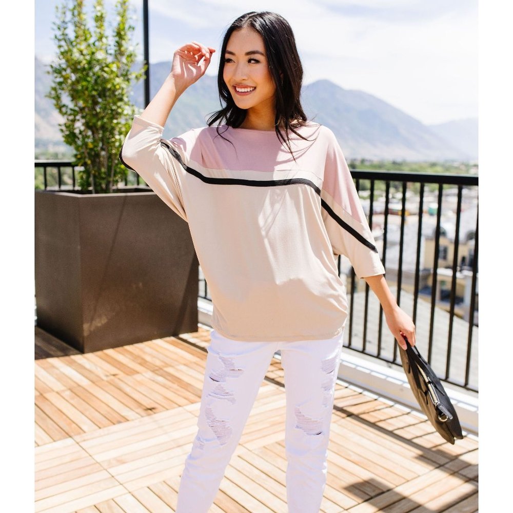 Coraline Colorblock Top in Mauve